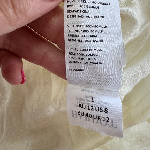 Bardot Dress Womens 8 Butter Yellow Gingham Lucy Mini Puff‎ Sleeve Cotton - Picture 9 of 15